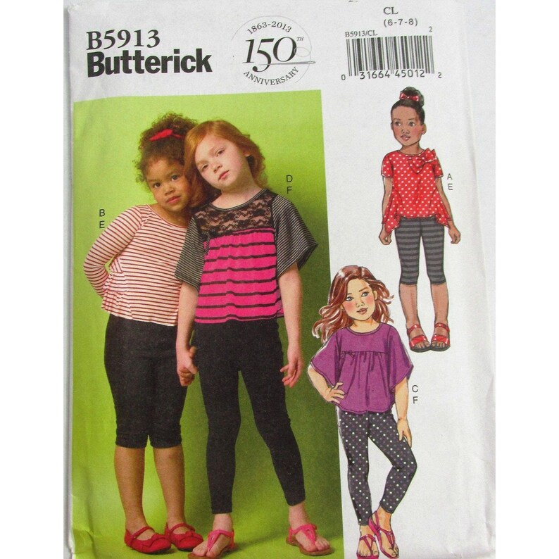 Butterick Children's Sewing Pattern B5913 Trendy Ruffle Back Top Girls