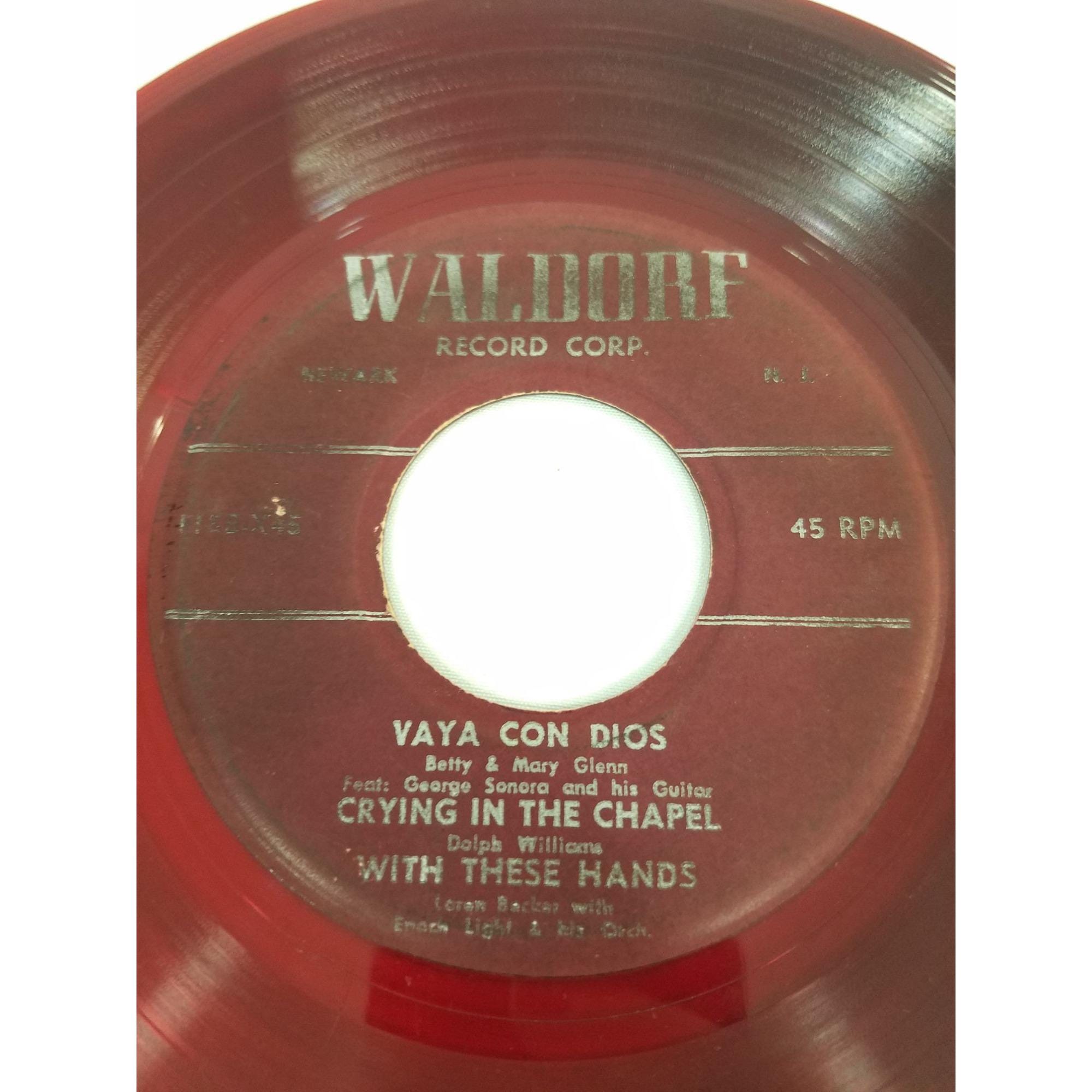 ヴィンテージ45インチレッドビニールレコード：Vaya Con Dios、Crying 