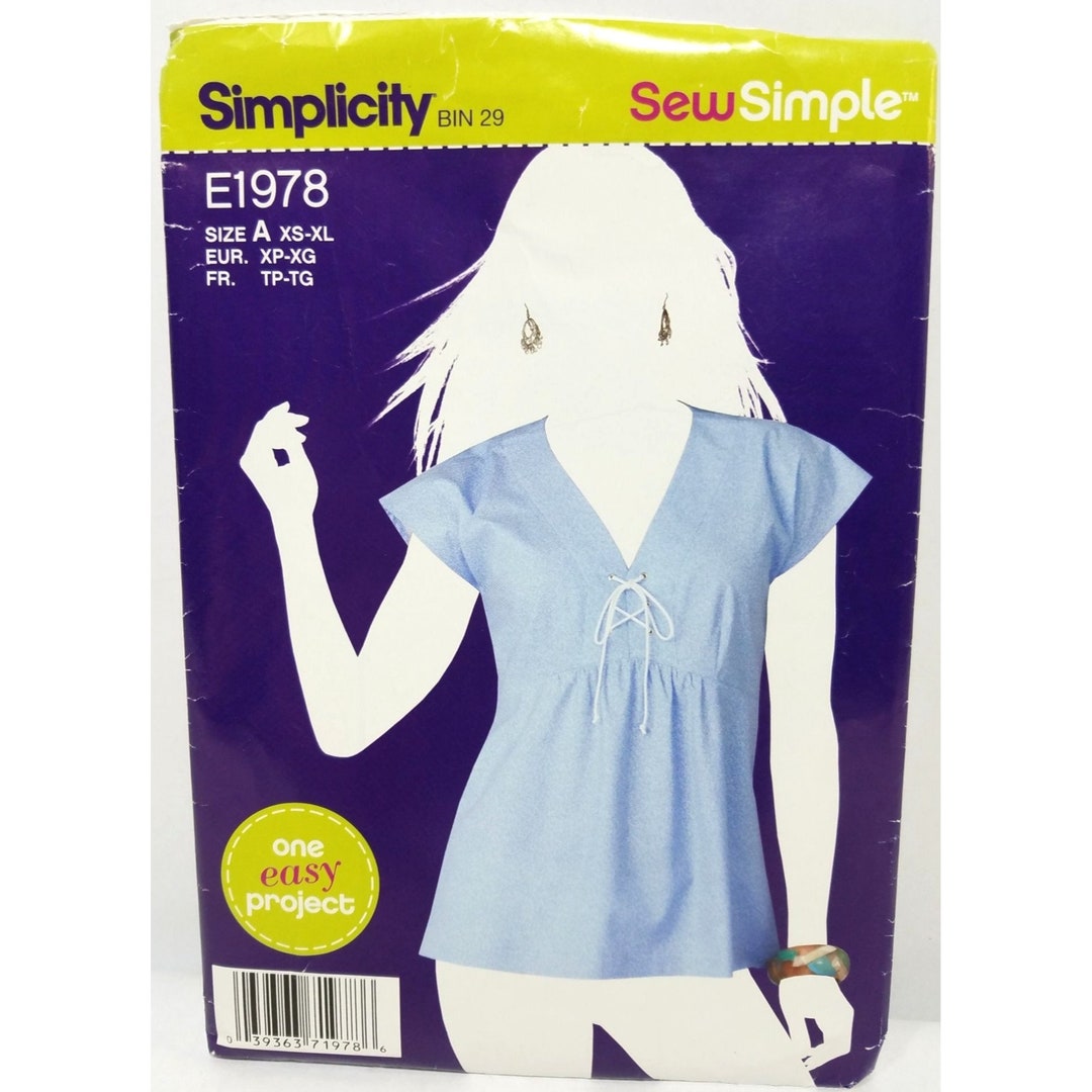Simplicity Sew Simple Sewing Pattern E1978 Womens Top Shirt Size XSXL