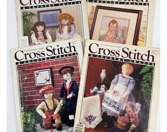 Cross Stitch & Country Crafts Magazines 1987-1991 Veel van 4 hartpatronen voor poppen