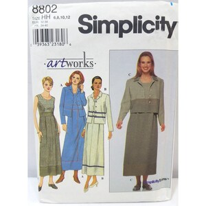 Simplicity Sewing Pattern 8802 womens dress and jacket size 6-8-10-12 uncut factory folded