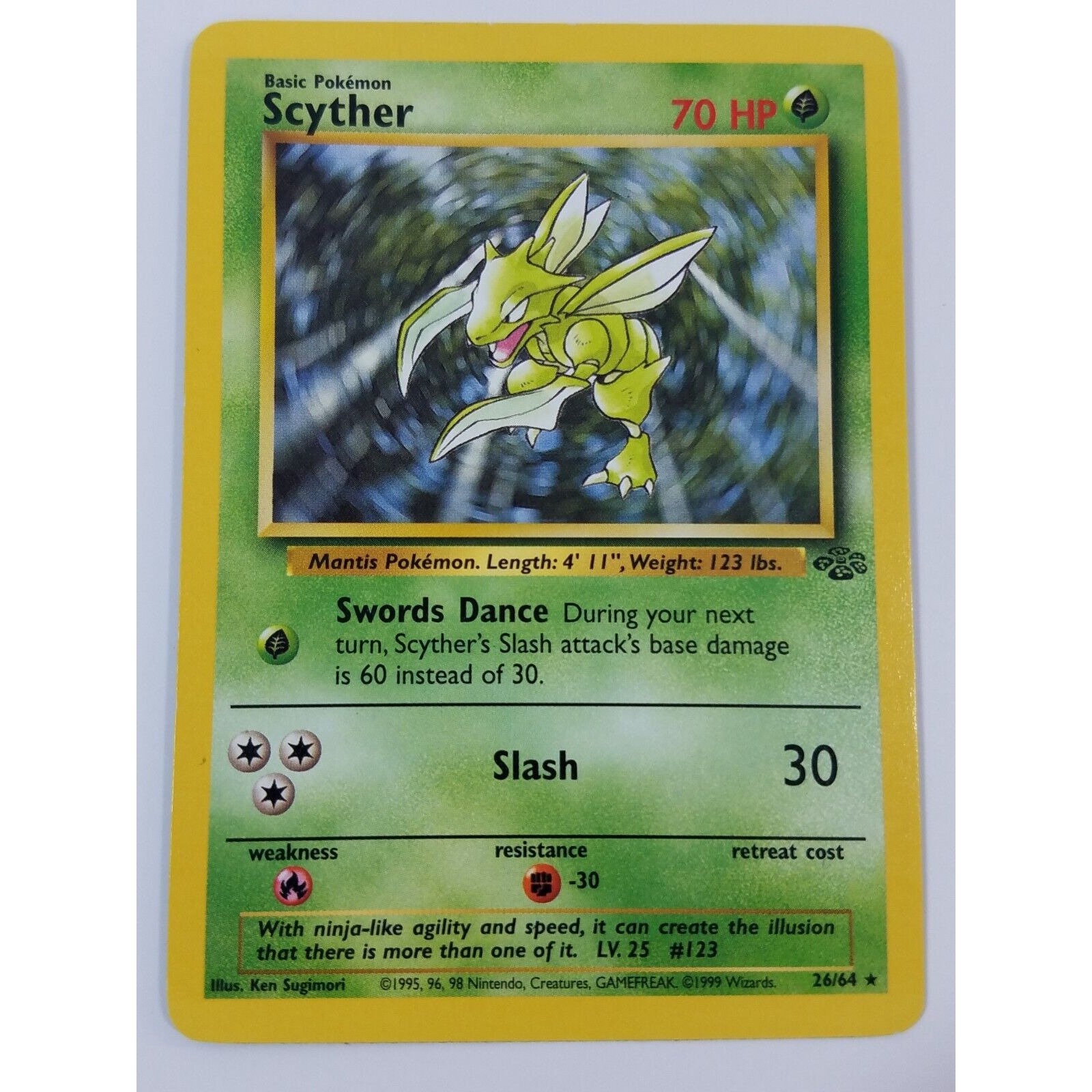 holographic scyther pokemon card Pokmon card: is this as valuable as recent sales on eBay says? : r/tradingcardcommunity [Grass][Colorless] Leafage 20 1999 Pokmon TCG Scyther Jungle