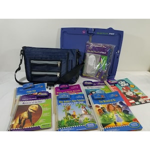 LeapFrog Quantum Leap Pad mit 8 Patronen 8 Bücher + Schulranzen Bookbag FUNKTIONIERT