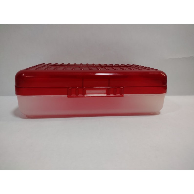 Spacemaker Red Frosted Pencil Box Plastic Storage Case Vintage Etsy
