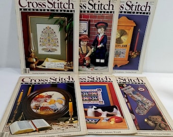 Cross Stitch & Country Crafts Magazines 1988 uitgaven vintage lot van 6
