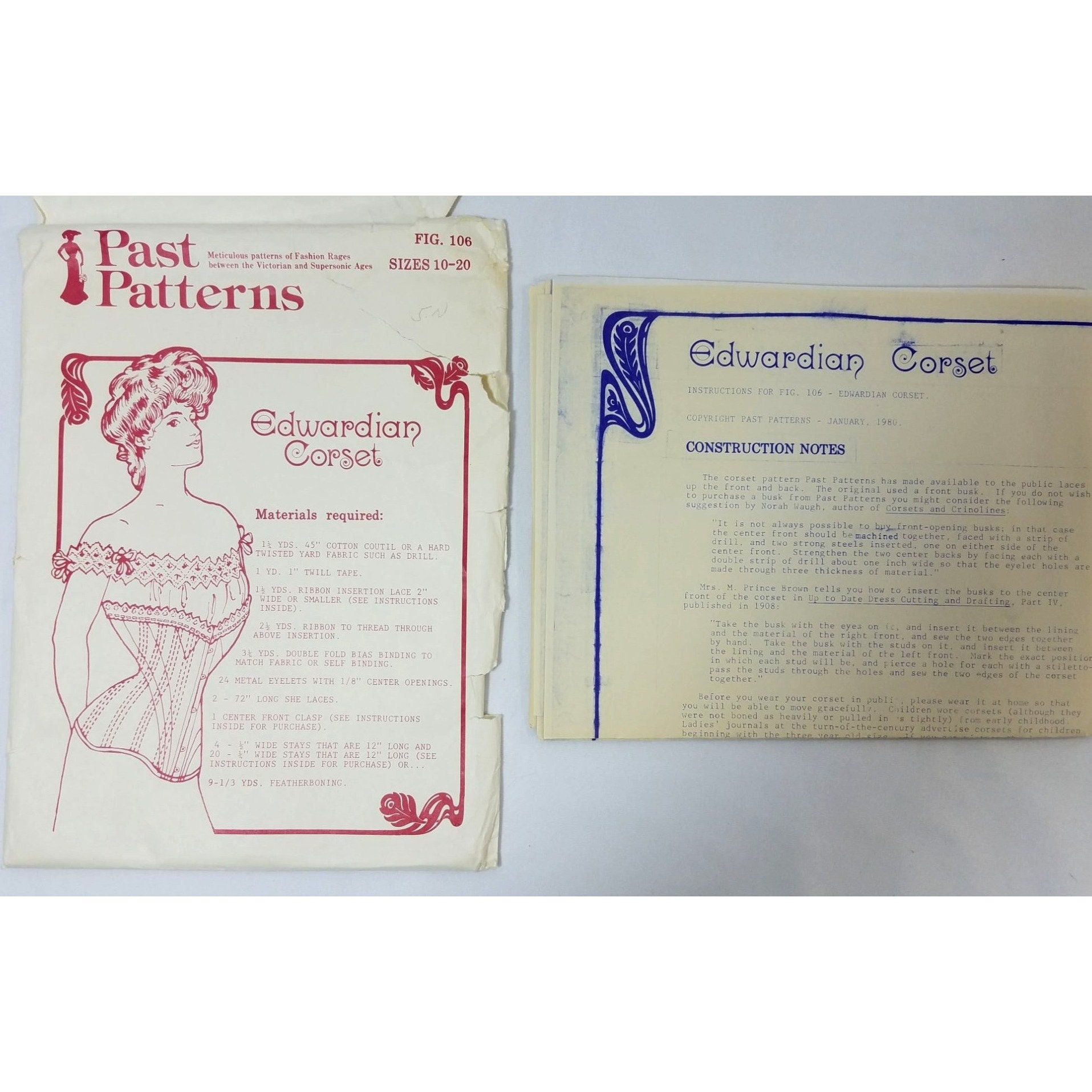 Past Patterns Sewing Pattern Edwardian Corset Size 10-20 Uncut - Etsy