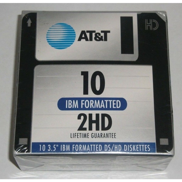 AT&T IbmFormatted DS/HD 3.5" Diskettes 10 Count Floppy Disk