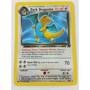 Dark Dragonite 22/82 Rare Team Rocket Pokemon TCG Card Non Holo Trading Card - Etsy Dark Dragonite 22/82 Rare Team Rocket Pokemon TCG Card Non Holo Trading Card - Etsy