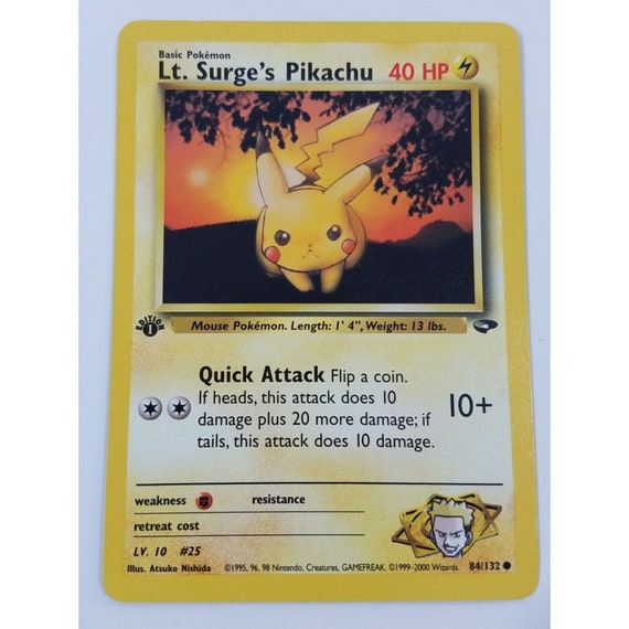 Lt Surge's Pikachu 84/132 1ST EDITION Pokemon TCG Card Trading - Etsy