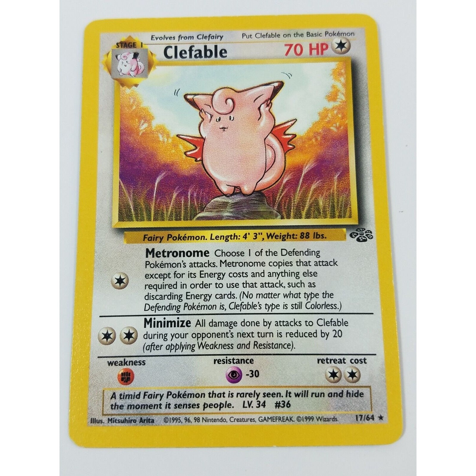Clefable 17/64 Non Holo Rare Pokemon TCG Card Jungle WOTC 1999
