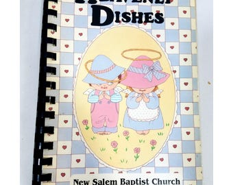 Libro de cocina "Platos Celestiales" Iglesia Bautista New Salem WMU 1984 Encuadernación en espiral