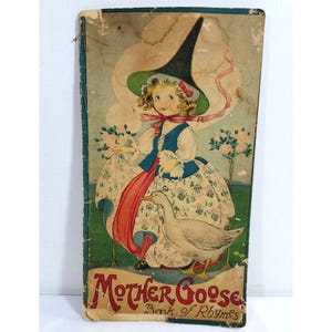Mother Goose Book of Rhymes 1917 Antique Paperback for Junk Journaling Ephemera