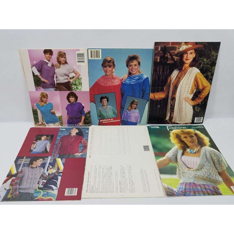 22 Vintage Crochet Knitting Patterns Leaflets Sweaters Vests Leisure ...