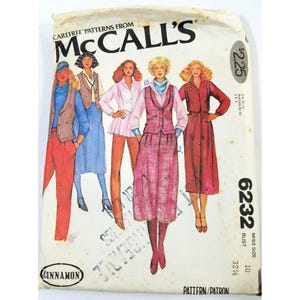 McCalls Sewing Pattern 6232 Misses Jacket Skirt Vest Pants Size 12 UNCUT 1970s