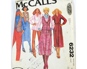 マッコールズ 裁縫パターン 6232 ミセス ジャケット スカート ベスト パンツ サイズ 12 未カット 1970 年代