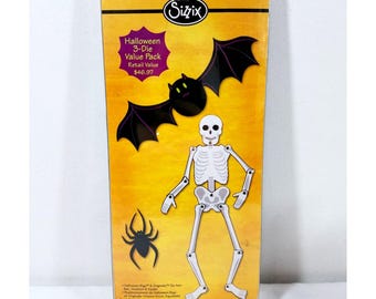 Sizzix Die Cut 656236 XL Halloween Jointed SKELETON BAT Spider 3D Set Retired