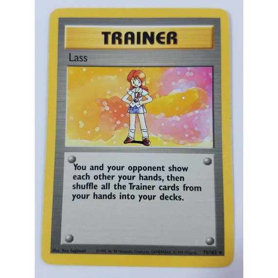 pokemon base set rare trainer cards Single Card 2 Discard 2 other cards from your hand in order to put a Trainer card from your discard pile into your hand. Pokmon TCG 1999 Trainer Lass