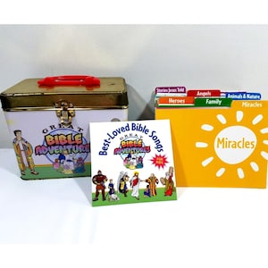 Große Bibel Abenteuer Sonntagsschule Aktivitätskarten Geschichten Tin Box Cards 2002