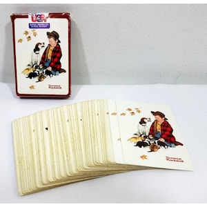 Norman Rockwell Playing Cards Pack Boy & Puppies Art Vintage Hoyle Deck
