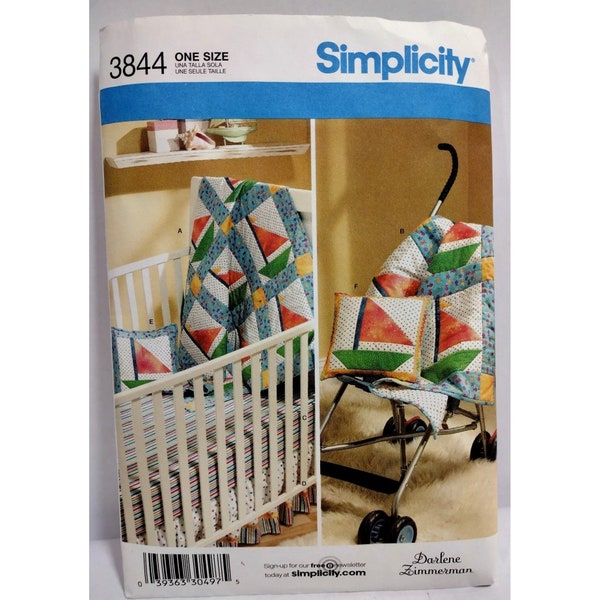 Simplicity Sewing Pattern 3844 baby quilt sheet pillow bedskirt uncut