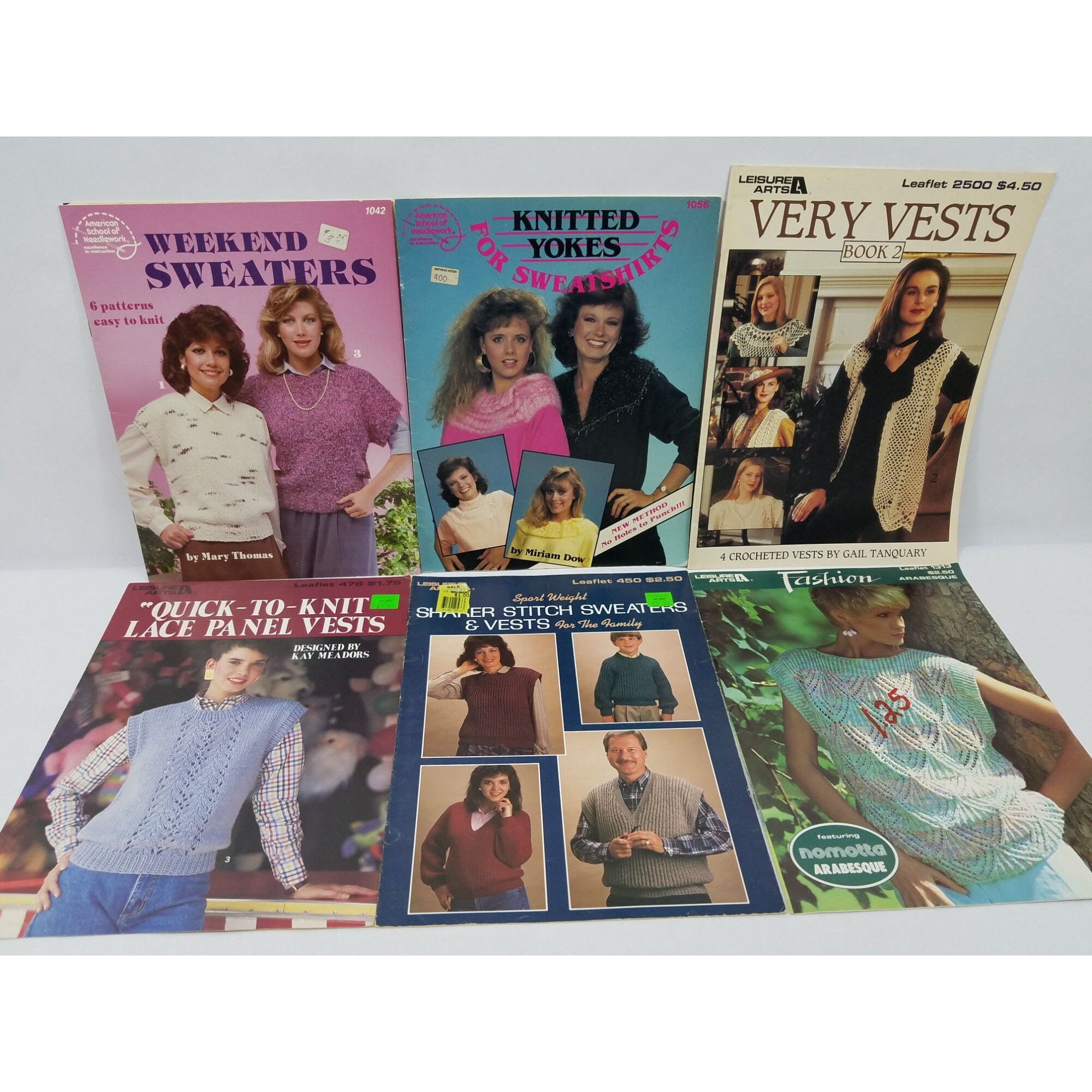 22 Vintage Crochet Knitting Patterns Leaflets Sweaters Vests Leisure ...