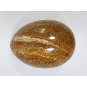 Alabaster Stone Egg Marble Design Browns looks like Petrified Wood layers Vintage