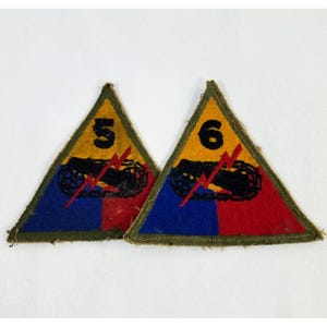US Army 5th 6th Armored Division WWII patch Lot of 2 Military Off Uniform Inactive 1940s