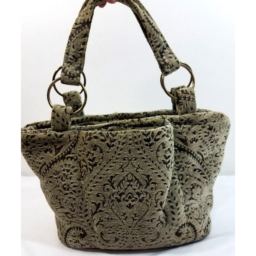 Green Rug Bag Custom Made Olive Green Carpet Bag Shoulder Purse Handbag One of a Kind ...