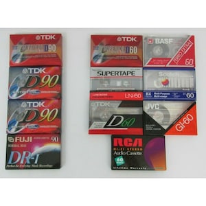 Lote de 11 fitas cassete lote misto Rca Basf Fuji Jvc Scotch Supertape selada