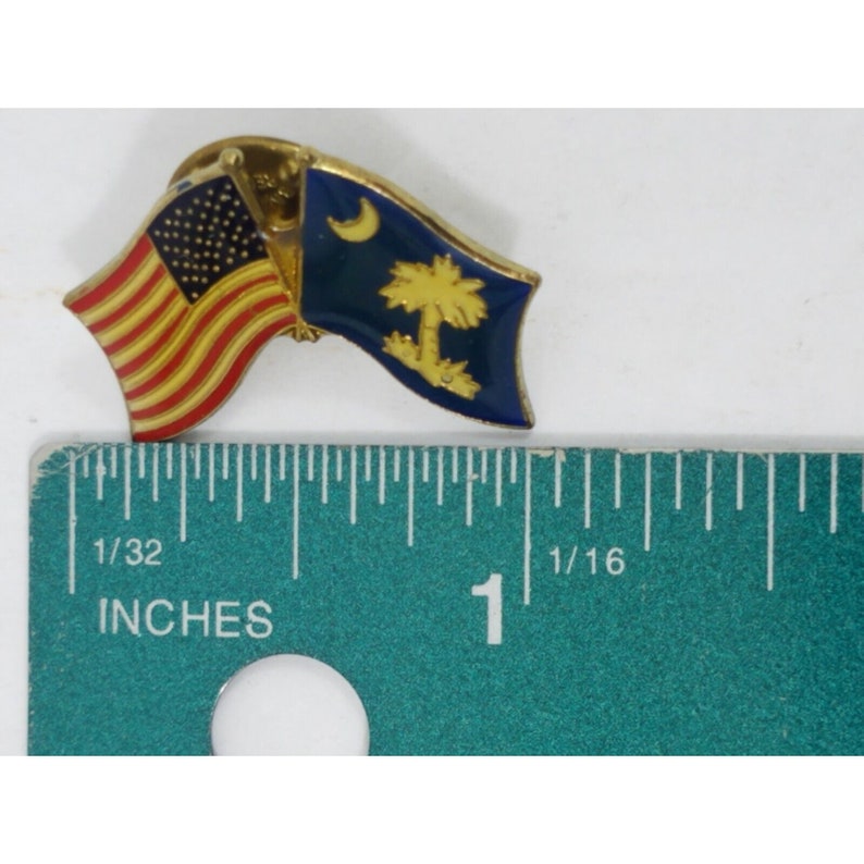 US and SC Flag Pin American South Carolina Yellowing Enamel Etsy