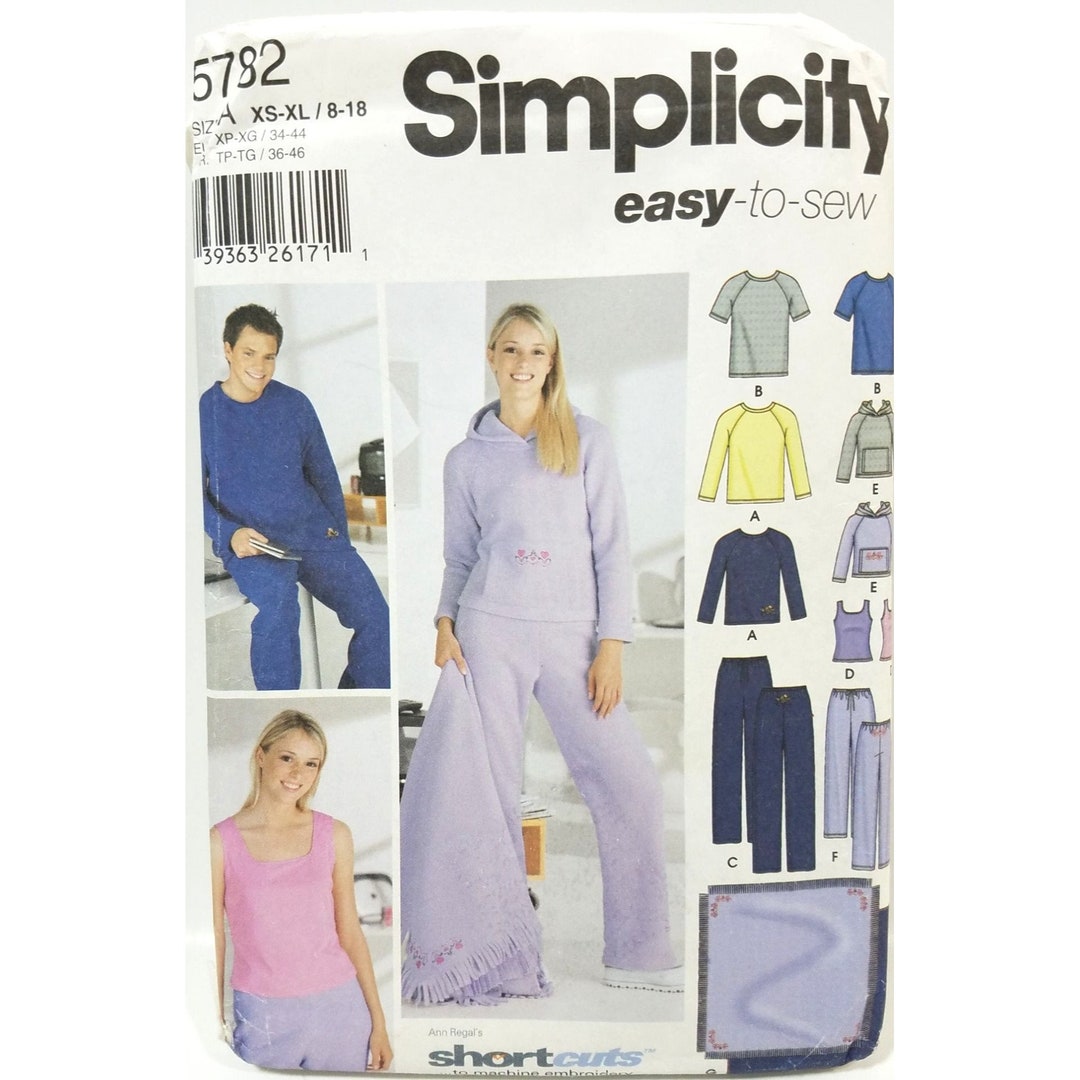 Simplicity Sewing Pattern 5782 Womens and Mens Shirt Tank Top Pants ...