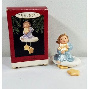 Hallmark Keepsake Handcrafted Ornament Three Wishes 1995 Vintage  Angel 3 Stars