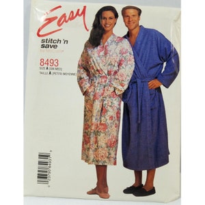 McCalls Sewing Pattern 8493 womens men teen robe uncut size S-M-L-XL factory folded 1996