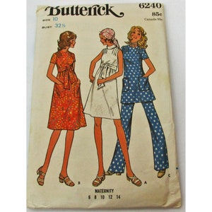 Butterick 6240 Maternity Sewing Pattern: Dress, Top, Pants - Size 10