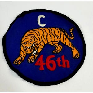 46th Military Patch Tiger Vintage Embroidered Removed from Uniform Unique Rare