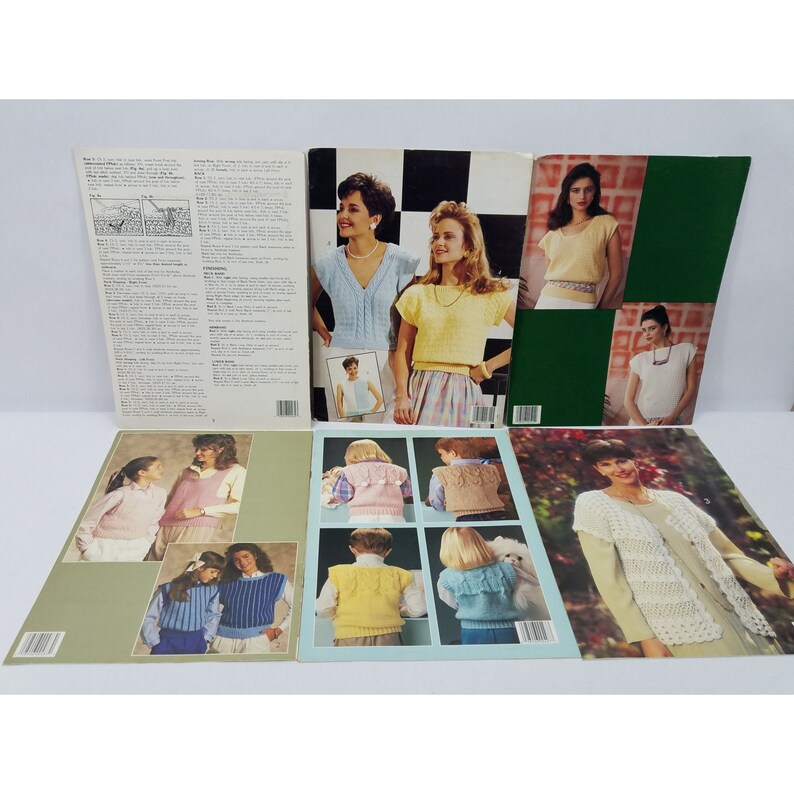 22 Vintage Crochet Knitting Patterns Leaflets Sweaters Vests Leisure ...