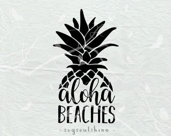 Aloha Beaches SVG File Aloha SVG Silhouette Cut File Cricut Print T Shirt Design Vinyl sticker Wall Decor Instant Download Aloha Beach Svg