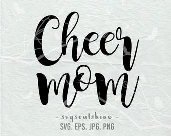 Cheer Mom SVG-fil sportmamma Svg silhuett klippfil Cricut Clipart utskriftsmall vinylklistermärke skjortdesign Cheerleader Svg