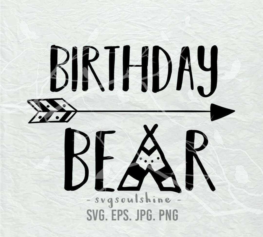 Birthday Bear SVG File HBD Silhouette Cut File Cricut Clipart - Etsy