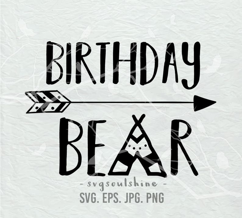 Download Birthday Bear SVG File HBD Silhouette Cut File Cricut Clipart | Etsy
