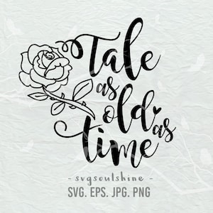 Verhaal zo oud als TimeSVG-bestand Belle en het beest-silhouet Belle Cut-bestand Cricut Clipart Print ontwerpsjabloon Vinyl wanddecor, sticker