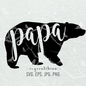Papa ours SVG papa papa fichier Silhouette coupe fichier Cricut Clipart impression modèle de conception vinyle décoration murale sticker transfert chemise Design ours