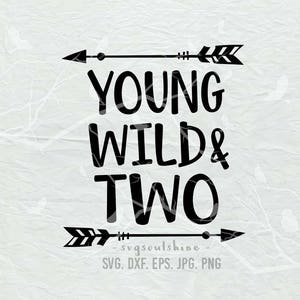 Junge Wilde und zwei SVG-Datei Silhouette Schnitt Datei Cricut Clipart Print Vinyl Aufkleber T-Shirt Design Zweiter Geburtstag, zwei Jahre alt, Geburtstag