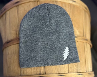 Grey GD Bolt Beanie / Skullcap (no fold)