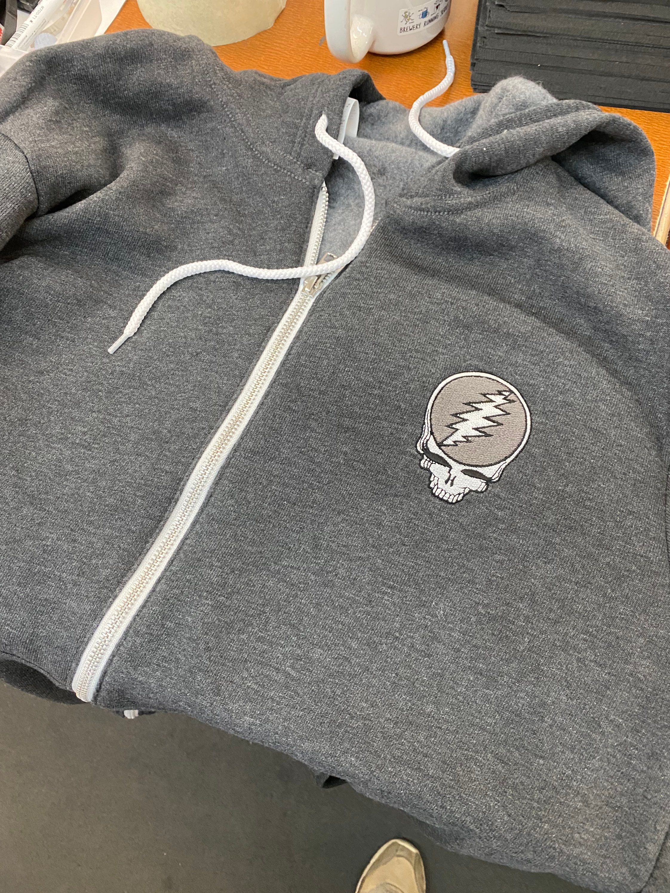 Embroidered GD Stealie Zipup Charcoal Grey Hoodie M-2X - Etsy