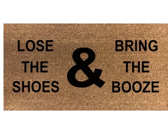 Shoes & Booze Outside 70 x 40cm Internal Coir Door Mat, Hand Made In The UK Artisan Kiss