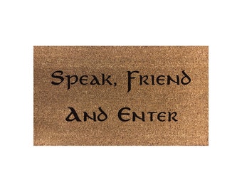 Speak Friend & Enter Light & Dark Brown Grey Cream Green Door Mat 70x40cm Gift 