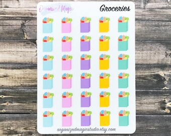 grocery planner stickers, grocery shopping stickers, shopping stickers