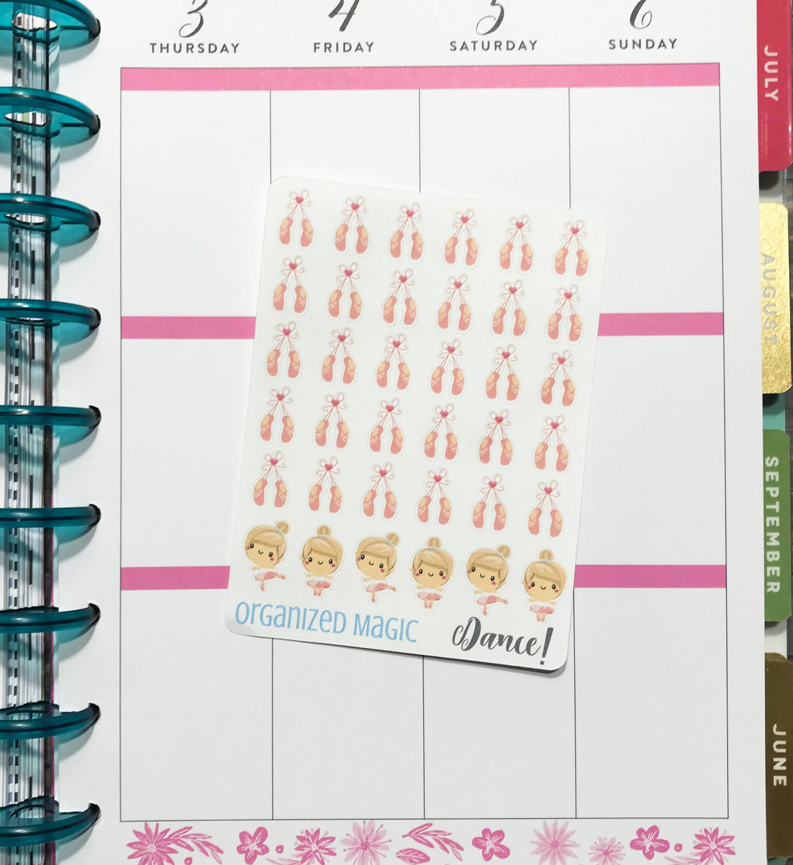 dance planner stickers, ballet stickers, ballet shoes stickers