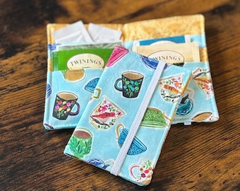 Teacup Pattern Tea Wallet: Cotton Tea Bag Holder
